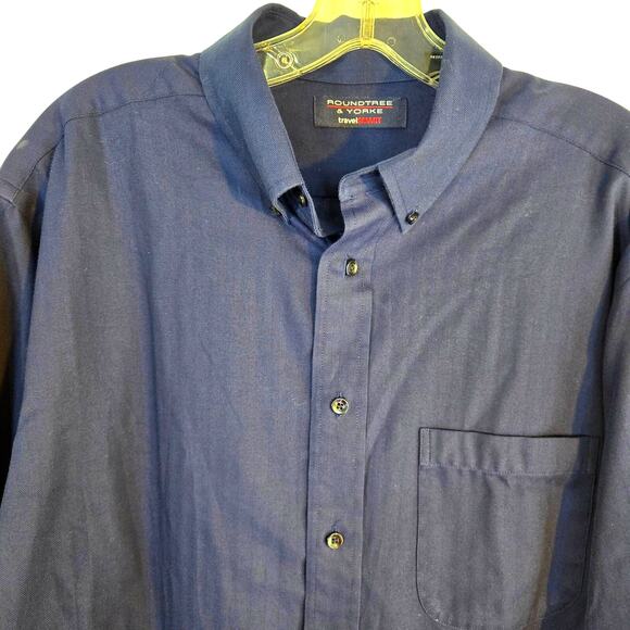 Roundtree & Yorke Men's Shirt Large L Blue Dress Button Down Top Size 17.5 Neck - Picture 2 of 7